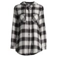 thumbnail image 5 of No Boundaries Juniors' Hooded Plaid Flannel Shirt, 5 of 6