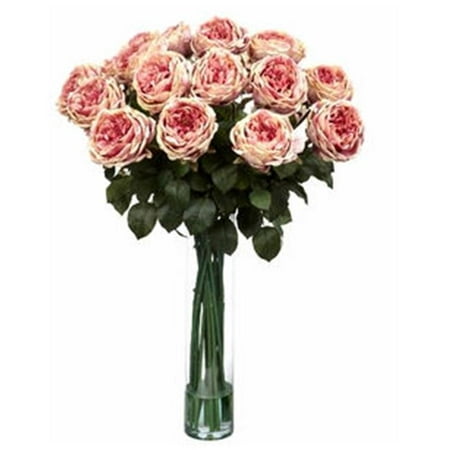Fancy Rose Silk Flower Arrangement in Pink Fancy Rose Silk Flower Arrangement in Pink. Ah... the classic rose! No other flower best symbolizes love and romance. Our Fancy Rose Arrangement adds to the timeless classic with a thick  brightly colored collection of forever lasting roses. The message is clear: Love will also last forever. Standing 31 inches high and set in a clear vase with liquid illusion  this time honored classic is perfect for projecting the warmth of true love – anywhere! Dimensions: 31  H x 23  W x 23  D. Pot Size: 4  W x 18  H.- SKU: ZX9DSD540676
