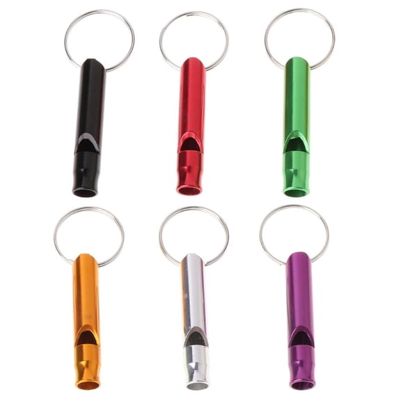 Aluminum Emergency Survival Whistle, 6Pcs Outdoor Survival Safety Whistle Emergency Whistle Keychain for Hiking Camping