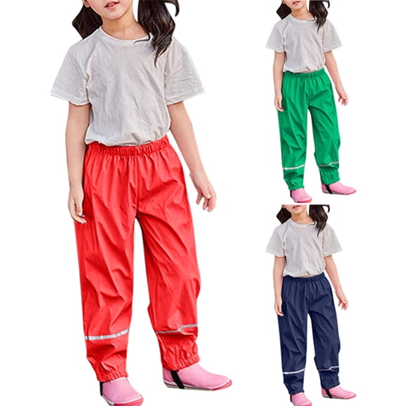 Kids Rain Dungarees Mud Trousers Windproof Breathable Bottoms 2-12 Years