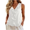thumbnail image 3 of SwiftWear Women's V Neck Cute Tank Top Casual Sleeveless Loose Fit Ruffle Front Blouse Summer Top, 3 of 7