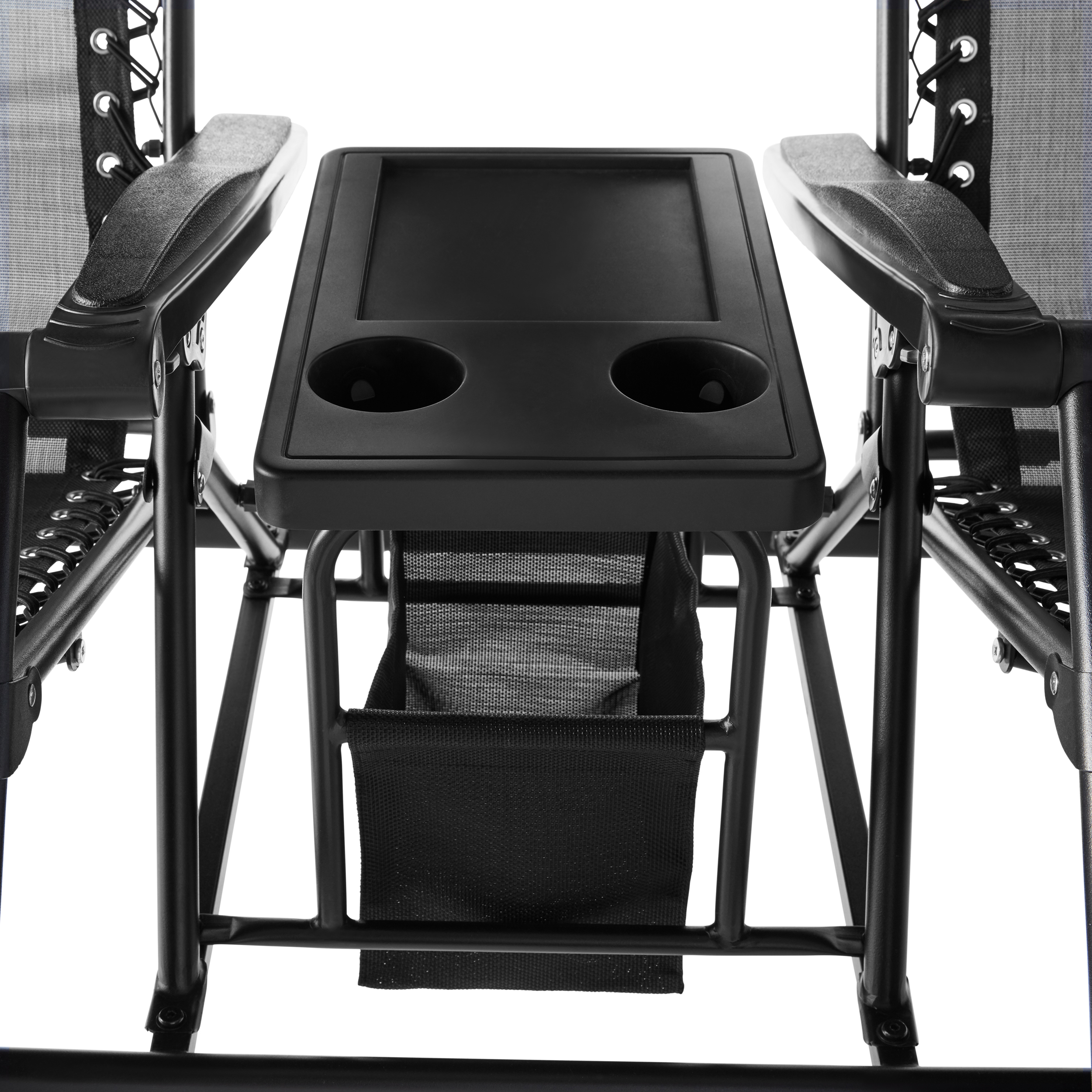 Mainstays 2-Seat Reclining Oversized Zero-Gravity Swing with Canopy and Center Storage Console, Black - image 4 of 8