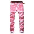 thumbnail image 5 of Zshosam Mens Pants Slim Fit Skinny Stretch Denim Printed Jeans for Men(Pink,30), 5 of 9