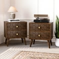 thumbnail image 6 of COSIEST Mid-Century Brown 4-Legs Nightstands with 2-Drawers, 6 of 9