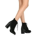 thumbnail image 3 of New Women Qupid Sorrento-17 Faux Suede Lace Up Chunky Heel Lug Sole Bootie, 3 of 3