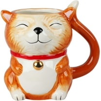 Servette Home Cat Mugs for Cat Lovers Ceramic Ginger Cat Coffee Mug – 14 Ounces