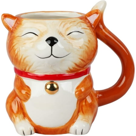 Servette Home Cat Mugs for Cat Lovers Ceramic Ginger Cat Coffee Mug – 14 Ounces