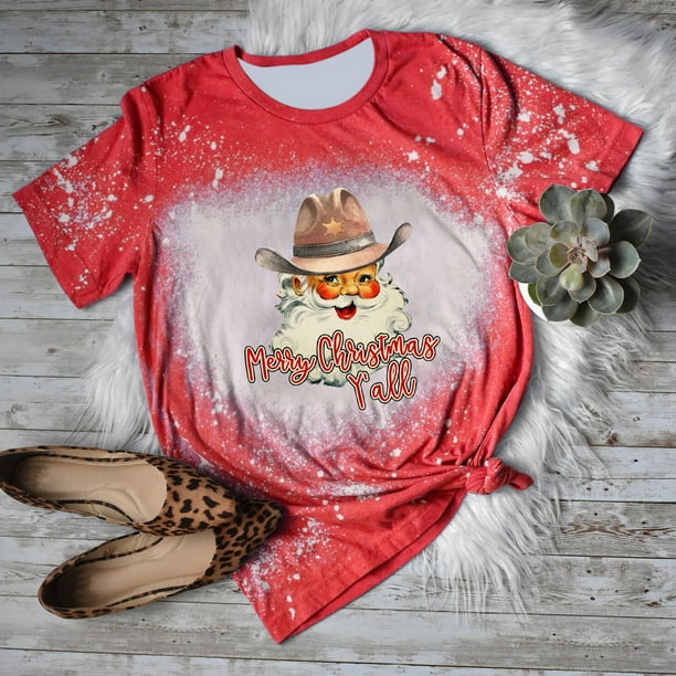 Puntoco Mujer Divertida Navidad Tie-Dye Print tops Letter Printing Colega office T-Shirt Print Blusa Puntoco Puntoco-3242