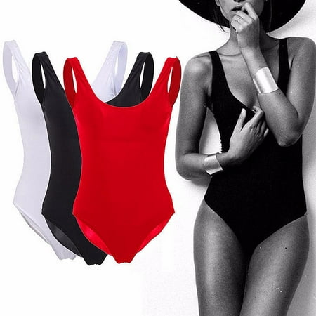 FITTOO Sexy Women Monokini Swimsuits Soild Color One-Piece Backless Swimwear Bathing Bikini