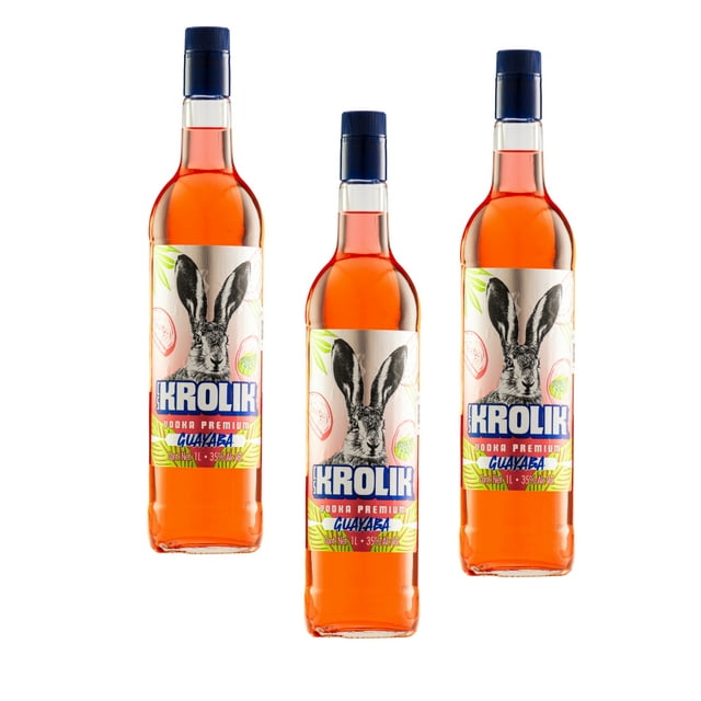 Tripack Vodka Cs Krolik 40% Alc. Vol. Sabor Guayaba 1000 Ml Cs Krolik Vodka Premium
