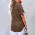 thumbnail image 5 of Women's Short Sleeve Tops Acrylic Knit Lapel Collared Shirt with Buttons Loose Fit Pullover Tee Blouses (S, Coffee), 5 of 7