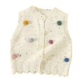thumbnail image 5 of AUDeals Girls Ruffle Trim Knit Sweater Vest - Round Neck Sleeveless Button Front Cardigan for Kids Casual Layering Wear, 5 of 6