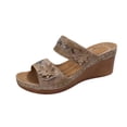 thumbnail image 6 of Zefriona Women's Casual Wedge Sandals Slip On Floral Open Toe Comfortable Summer Beach Slides Rose Gold Size 6.5, 6 of 10