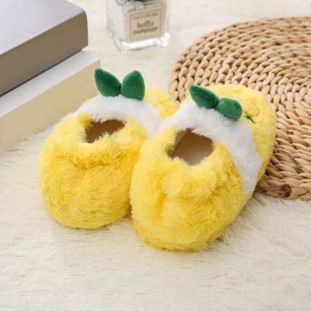 

TOWED22 Sock Shoes Toddler Childrens Girl Cotton Slippers Cute Ears Fruit Embroidery Warm Indoor Non Slip Cotton Slippers Yellow