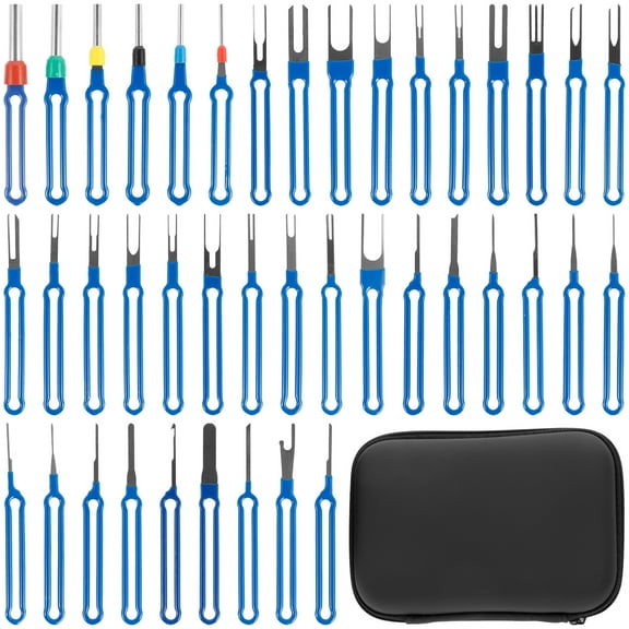 41Pcs Terminal Pin Removal Tool Kit Stainless Steel Pin Extractor Tool Reusable Electrical Wire Connector Pin Release Tool with Protective Bag Auto Terminal Removal Tool Kit for Car