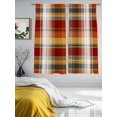 thumbnail image 2 of Tartan Plaid Sheer Curtains 63 Inch Length 2 Panels Set, Orange Red Autumn Gingham Vintage Check Voile Window Treatment Rod Pocket Curtains Sheers Drapes for Bedroom/Living Room/Kitchen 52x"63"x2, 2 of 7