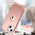 thumbnail image 5 of Heavy Duty Case for iPhone 12 Mini, Rugged PC Back Hybrid Soft Silicone Inner Triple-Layers Shockproof Case with Magsafe Wireless Charging Hollow Logo Anti-Scratches Case, Rosegold, 5 of 5