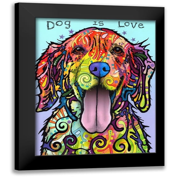 Dean Russo Collection 12x14 Black Modern Framed Museum Art Print Titled - Dog Is Love