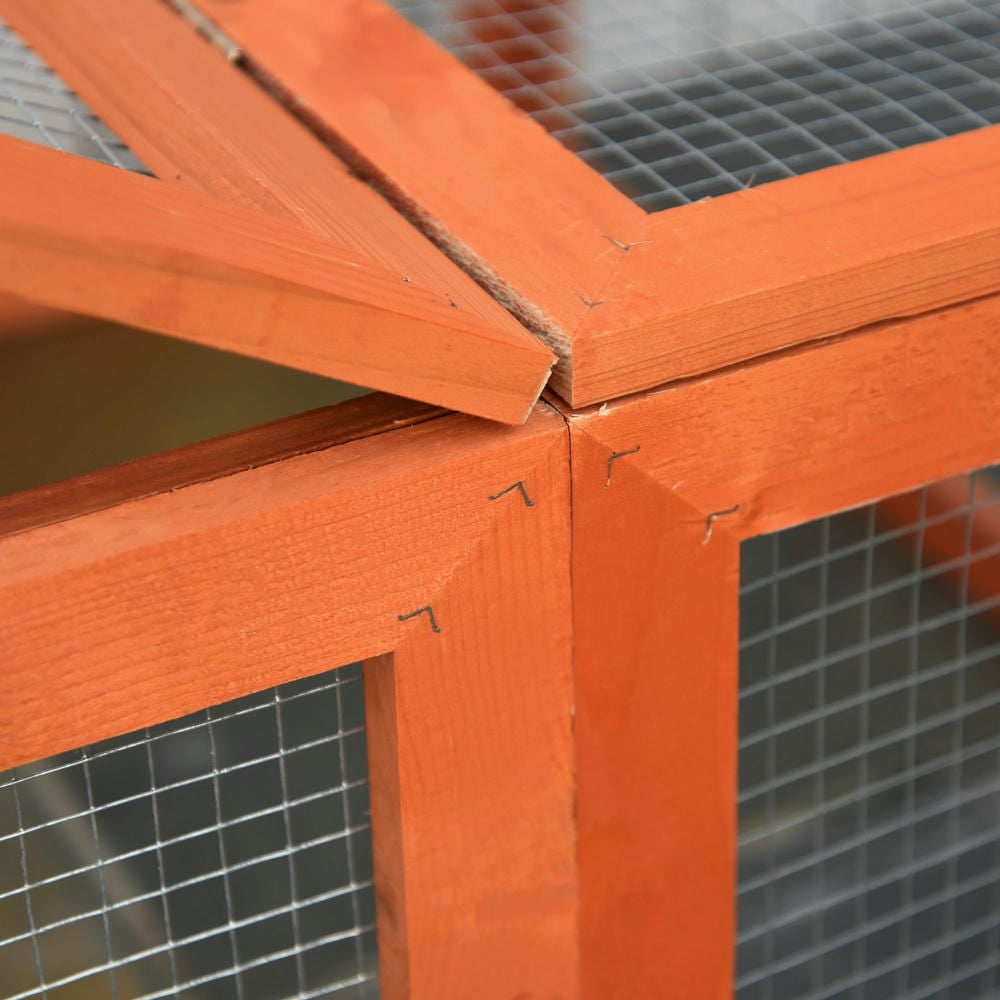 Spaco Large Wooden Rabbit Hutch, Small Animal Habitat Enclosure Outdoor Run and Lockable Doors, Large Rabbit Hutch, Orange