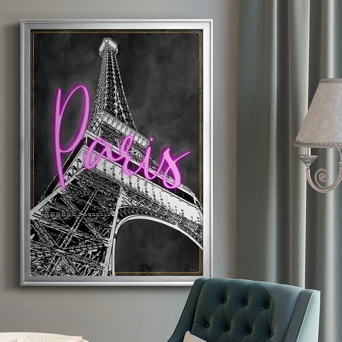 Neon Nights In Paris Premium Classic Framed Print - Ready to Hang