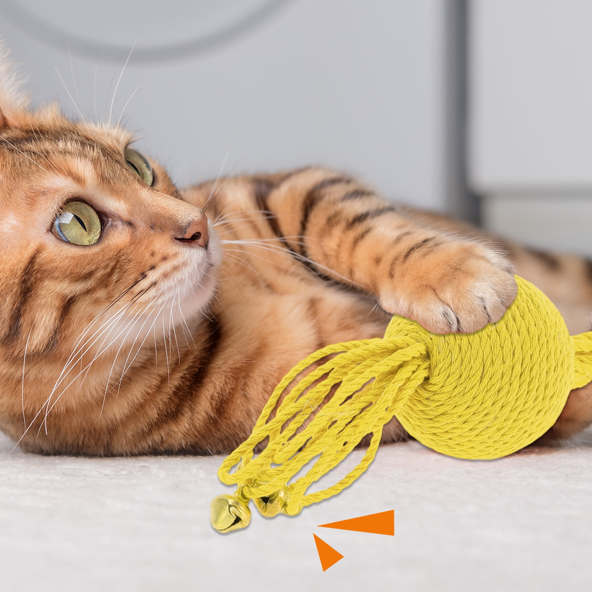 Unique Bargains Playing Ball with Bell for Indoor Yellow