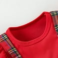 thumbnail image 5 of Wuxian Girls Winter Dress Long Sleeve Crewneck Ruffled Plaid Skirt Bodysuit Dress With Bow Headband Two Piece Romper Stylish Dresses Holiday Party Dress,Watermelon Red,3-6 Months, 5 of 8