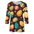 thumbnail image 6 of Feancey Trendy Tops for Women Easter Eggs Rabbit Print 3/4 Sleeve T Shirts Dressy Casual Crewneck Loose Tunics Novelty Holiday Blouse Yellow L, 6 of 6