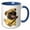 Blue/White, variant on 3drose, Funny Cute Pug Puppy Dog Playing Banjo Cartoon, 15oz Two-tone Blue Mug