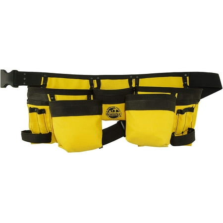 GRAINTEX CD2157 11-Pocket Finisher Tool Apron Yellow Color Rip-stop Canvas for Constructors, Electricians, Plumbers, Handymen