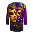thumbnail image 5 of QATAINLAV Sales Today Mardi Gras Shirts for Women 3/4 Sleeve Mask Graphic Blouse 3D Print Carnival Themed Funny Party Tee Tops Parade Tshirt Multicolor M, 5 of 6