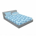 thumbnail image 3 of Flower Bedding Set with Sheet & Covers, Delicate Orchid Flowers with Abstract Curled Leaves Romantic Botany, Printed Bedroom Decor 2 Shams, 4 Sizes, Pale Blue Blue and White, by Ambesonne, 3 of 3