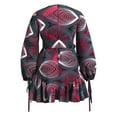 thumbnail image 4 of Bintarealwax African Dress for Women Elegant Crewneck Long Sleeve Ladies Dashiki Printing Dress with Waistband, 4 of 5