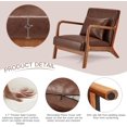thumbnail image 3 of Aecojoy Accent Chair for Living Room Mid Century Modern Faux Leather Arm Chair Set of 2 in Brown for Bedroom, 3 of 7