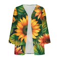 thumbnail image 4 of Ftwytp Womens Open Front Cardigan Lightweight Retro Print Cardigans 3/4 Sleeve Blouse Tops Coat Casual Duster Jackets, 4 of 5