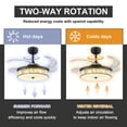 thumbnail image 5 of Saim 42 Inch Crystal Ceiling Fans with Lights, 3 Color Remote Control Retractable Invisible Blades, 6 Speeds Indoor Ceiling Light, 5 of 10