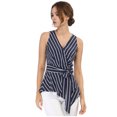 thumbnail image 3 of INSPIRE CHIC Women's Summer Tops Sleeveless V Neckline Wrap Tie Waist Tops S Blue, 3 of 9