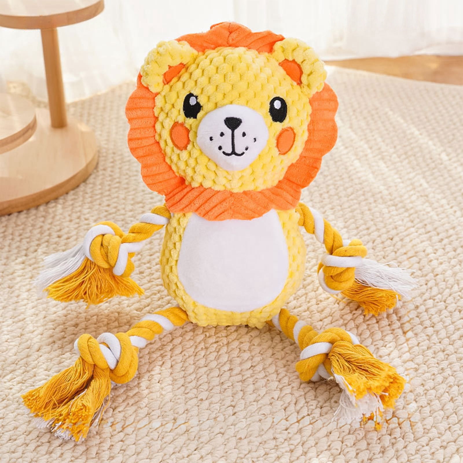 Cadorn 1PCS Squeaky Dog Chew Toy with Sound,Plush Interactive Puppy Teething Toy,Pet Boredom Relief Plaything for Training and Teeth Cleaning,Orange