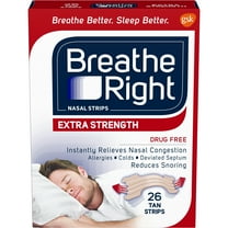 Breathe Right Nasal Strips to Stop Snoring, Drug-Free, Extra Tan, 26 count
