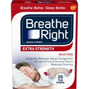 Breathe Right Nasal Strips to Stop Snoring, Drug-Free, Extra Tan, 26 count