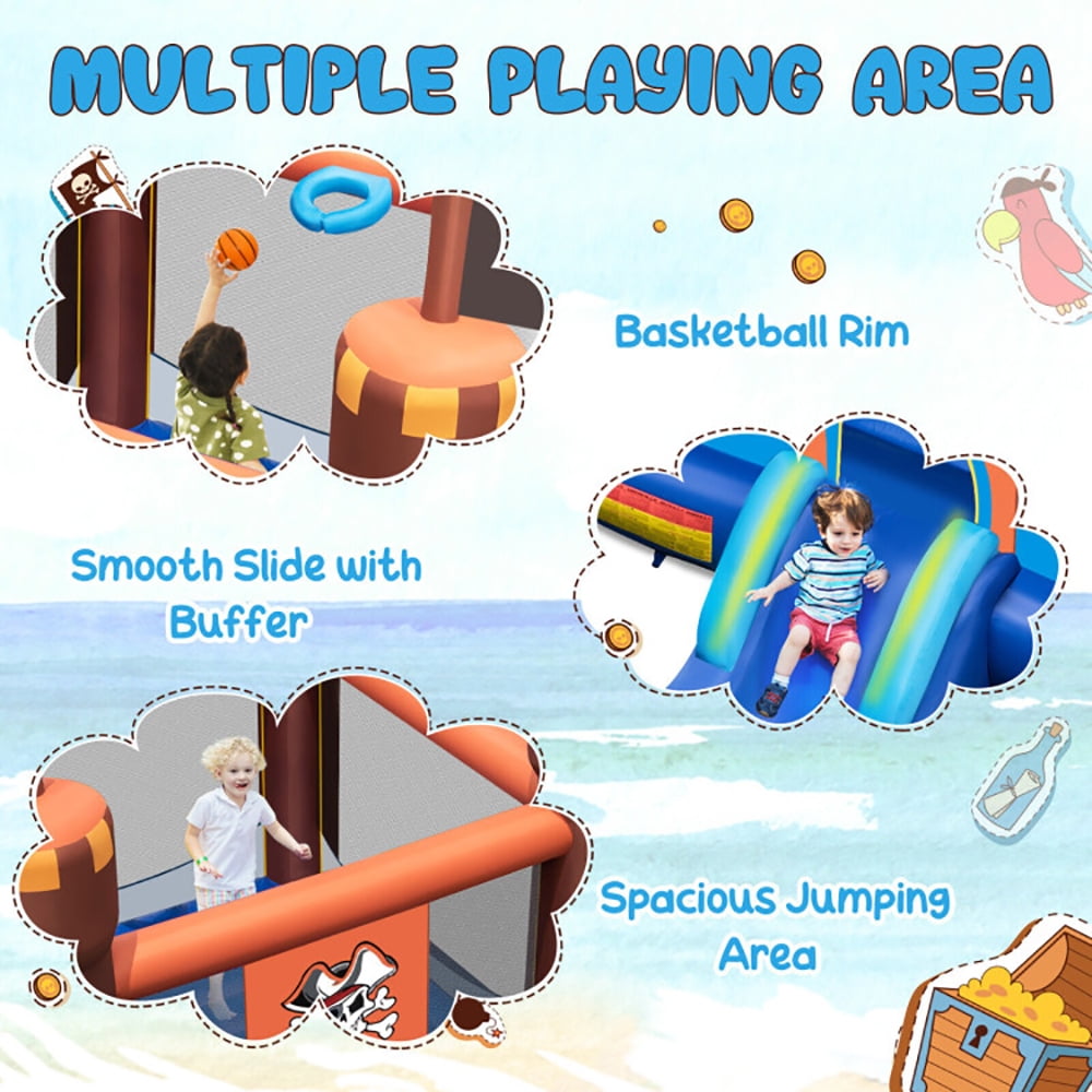 Aimee Lii Pirate-Themed Inflatable Bounce Castle with Large Jumping Area and 735W Blower, Kids Bounce House for 3-10 Aimee Lii Pirate-Themed Inflatable Bounce Castle with Large Jumping Area and 735W Blower, Kids Bounce House for 3-10