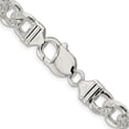 thumbnail image 4 of Diamond2Deal 925 Sterling Silver 9.5mm Pav‚ Flat Figaro Chain Necklace for Men 22", 4 of 6