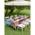 thumbnail image 3 of Outdoor Tablecloth with Umbrella Hole and Zipper, Christmas Rectangle Table Cloth 60x102 Inch Waterproof Tablecloth, Gnomes Cat Squirrel Xmas Pine Tree Winter Snow Picnic Table Cover for Patio, 3 of 7