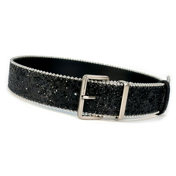 Aurgiarme Glittering Powder Metal Buckle Belt for Adult Sequins Waistband All Matching Wide Waist Belt Formal Event Waist Ornament