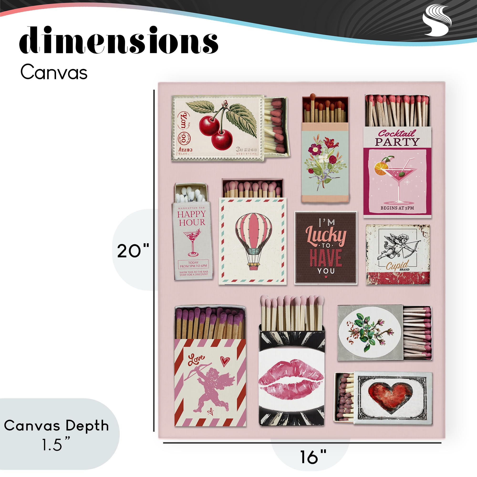 Stupell Industries Vintage Romantic Matchbox Collection Canvas Wall Art, design by CAD Designs