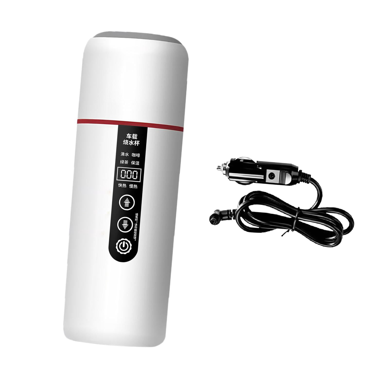 Fiocias 12V 24V Car Kettle Boiler Car Heated Mug Portable Travel Electric Kettle Heating white