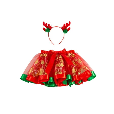 

Farrubbyine8 Christmas Tutu Skirt Baby Girl Clothes Mini Skirt Party Dance Xmas Tulle Skirts