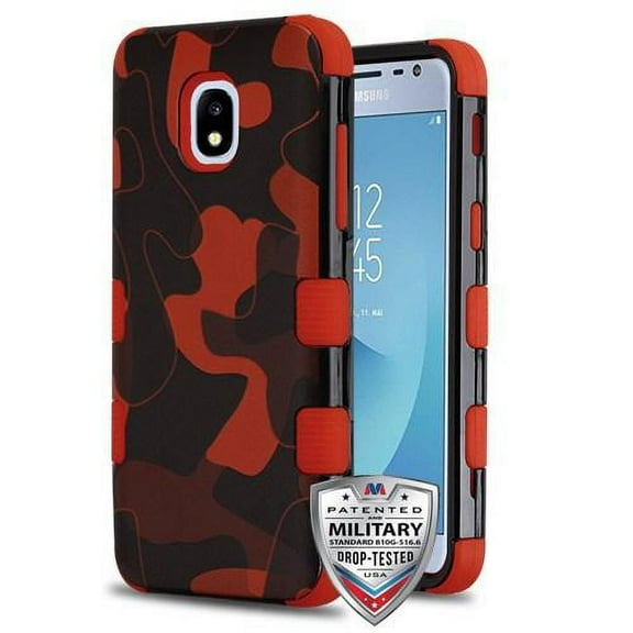 Mybat Tuff Hybrid Camo Case For Samsung Galaxy J3 (2018), J337, J3 V 3rd Gen, J3 Star, J3 Achieve, Express Prime 3 Red/Black