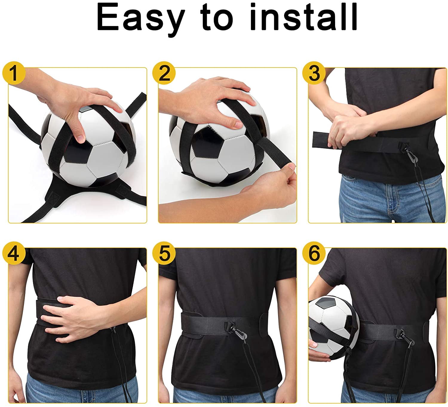 Plutput Adjustable Solo Soccer Kick Trainer Football Skills Training Waist Belt for Beginner Kids Teenagers Adult