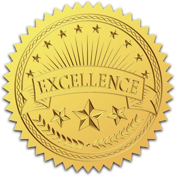 Pegatinas en relieve de lámina dorada de 2", sellos oficiales del Certificado de Excelencia Estrella, autoadhesivas, 100 unidades, etiquetas decorativas para medallas.