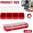 thumbnail image 2 of Audessy 4 Pack Screw Organizer Box with Lids, 4 Compartments Tool Bin Stackable Sorting Screw Toolbox for Garage Nails Hardware Workbench Organizing Storage, Red, 2 of 8